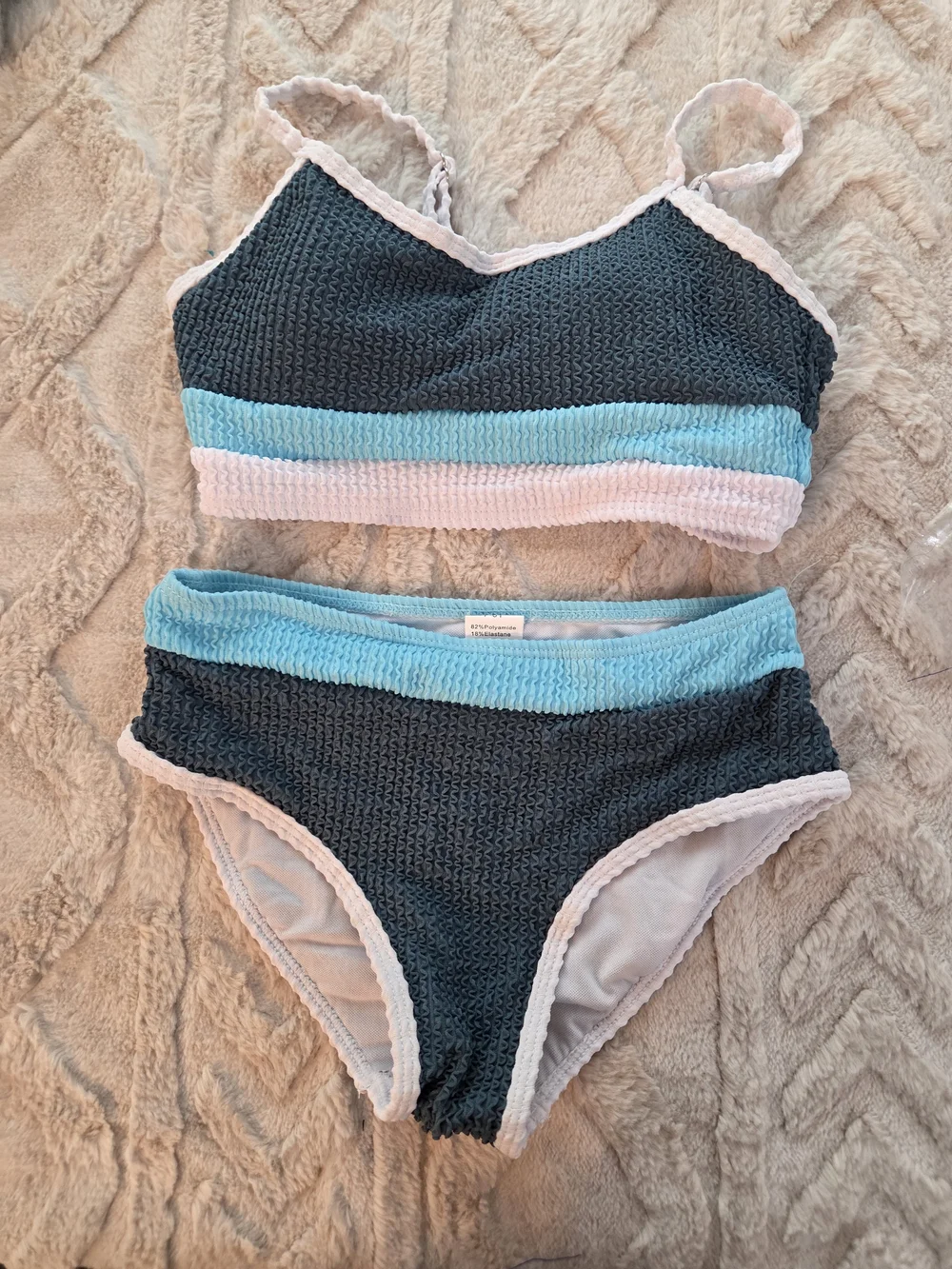 Girls Two-Piece Swim‎ Set in Teal and Light Blue Bikini Girls Size 7/8 Swimwear